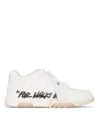 Sneakers basse in pelle stampate bianche e nere di Off-White