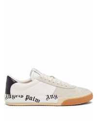 Sneakers basse in pelle stampate bianche e nere di Palm Angels