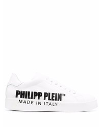 Sneakers basse in pelle stampate bianche e nere di Philipp Plein