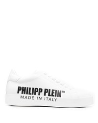 Sneakers basse in pelle stampate bianche e nere di Philipp Plein