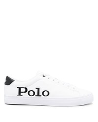 Sneakers basse in pelle stampate bianche e nere di Polo Ralph Lauren