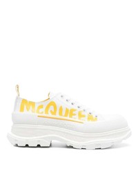 Sneakers basse in pelle stampate bianche di Alexander McQueen