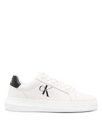 Sneakers basse in pelle stampate bianche di Calvin Klein