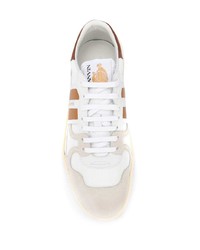 Sneakers basse in pelle stampate bianche di Lanvin
