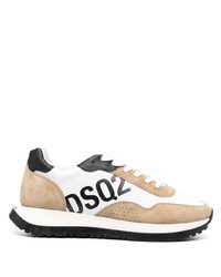 Sneakers basse in pelle stampate bianche di DSQUARED2