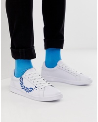 Sneakers basse in pelle stampate bianche di Fred Perry