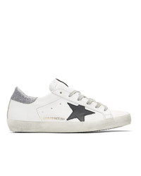 Sneakers basse in pelle stampate bianche di Golden Goose