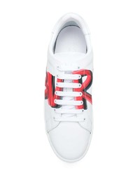 Sneakers basse in pelle stampate bianche di Burberry