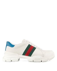 Sneakers basse in pelle stampate bianche di Gucci