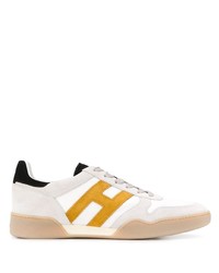Sneakers basse in pelle stampate bianche di Hogan