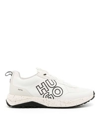 Sneakers basse in pelle stampate bianche di Hugo