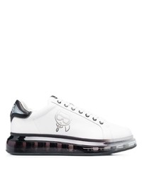 Sneakers basse in pelle stampate bianche di Karl Lagerfeld