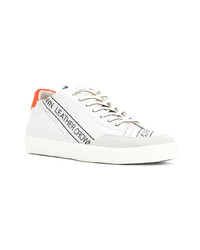 Sneakers basse in pelle stampate bianche di Leather Crown