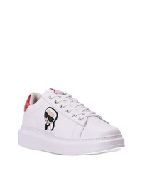 Sneakers basse in pelle stampate bianche di Karl Lagerfeld