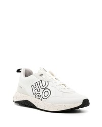 Sneakers basse in pelle stampate bianche di Hugo