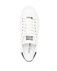Sneakers basse in pelle stampate bianche di Roberto Cavalli