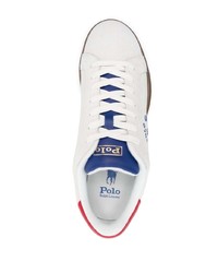 Sneakers basse in pelle stampate bianche di Polo Ralph Lauren