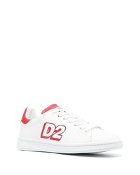 Sneakers basse in pelle stampate bianche di DSQUARED2