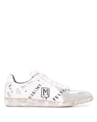 Sneakers basse in pelle stampate bianche di Maison Margiela