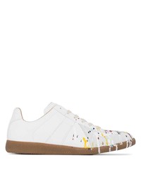 Sneakers basse in pelle stampate bianche di Maison Margiela