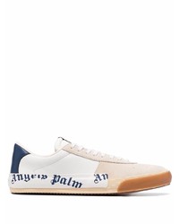 Sneakers basse in pelle stampate bianche di Palm Angels