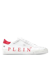 Sneakers basse in pelle stampate bianche di Philipp Plein