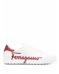 Sneakers basse in pelle stampate bianche di Salvatore Ferragamo