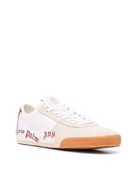 Sneakers basse in pelle stampate bianche di Palm Angels