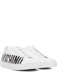 Sneakers basse in pelle stampate bianche di Moschino