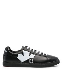 Sneakers basse in pelle stampate nere e bianche di DSQUARED2