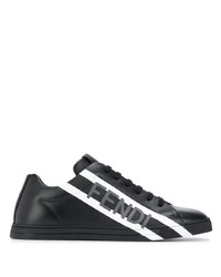 Sneakers basse in pelle stampate nere e bianche di Fendi