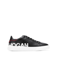Sneakers basse in pelle stampate nere e bianche di Hogan