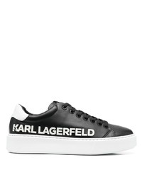Sneakers basse in pelle stampate nere e bianche di Karl Lagerfeld