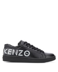 Sneakers basse in pelle stampate nere e bianche di Kenzo
