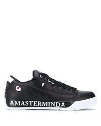 Sneakers basse in pelle stampate nere e bianche di Mastermind Japan