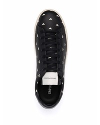 Sneakers basse in pelle stampate nere e bianche di Emporio Armani