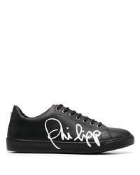 Sneakers basse in pelle stampate nere e bianche di Philipp Plein