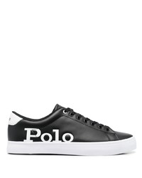 Sneakers basse in pelle stampate nere e bianche di Polo Ralph Lauren