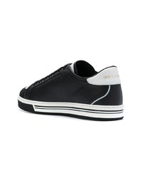 Sneakers basse in pelle stampate nere e bianche di Dolce & Gabbana