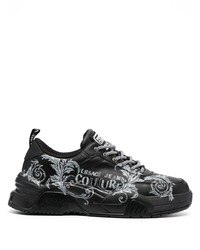 Sneakers basse in pelle stampate nere di VERSACE JEANS COUTURE