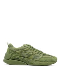 Sneakers basse in pelle stampate verde oliva di Diesel