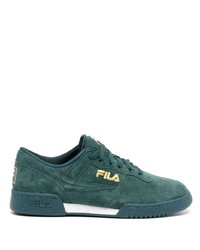 Sneakers basse in pelle stampate verde scuro di Fila