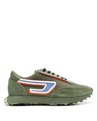 Sneakers basse in pelle verde oliva di Diesel