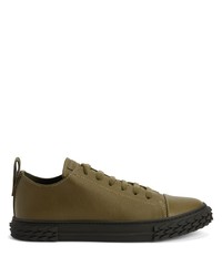 Sneakers basse in pelle verde oliva di Giuseppe Zanotti