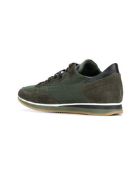 Sneakers basse in pelle verde oliva di Philippe Model