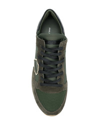 Sneakers basse in pelle verde oliva di Philippe Model