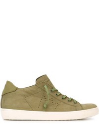 Sneakers basse in pelle verde oliva di Leather Crown