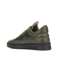 Sneakers basse in pelle verde oliva di Filling Pieces