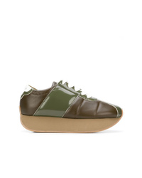 Sneakers basse in pelle verde oliva di Marni