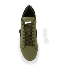 Sneakers basse in pelle verde oliva di Philipp Plein